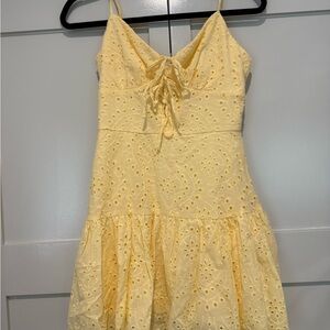 Yellow Eyelet Mini Dress